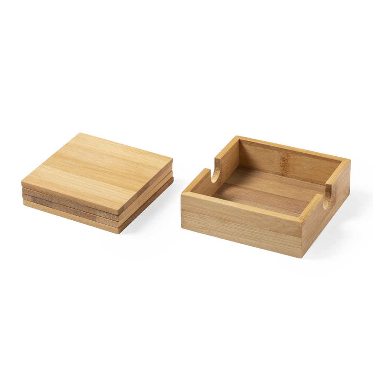 4 base copos + caixa arrumao em bambu